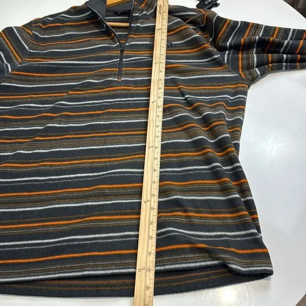 The North Face Gray/Orange/White Striped Fleece 1/4-Zip Jacket Men’s Size Large